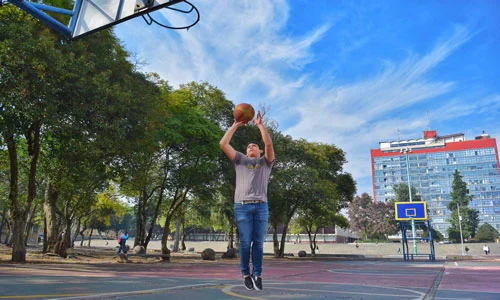 shooting a basketball